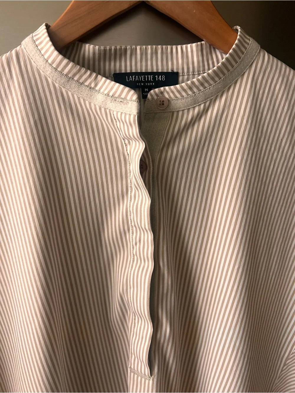 Lafayette 148 New York Striped Tunic Blouse Medium High Low Hem - Picture 3 of 10